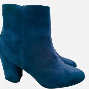 PERPHY Faux Suede Almond Toe Heeled Booties - NWT